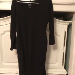 Black stretchy maternity dress